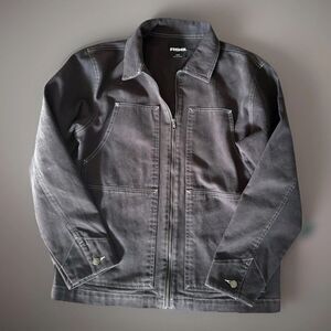 RSQ Men’s Black Denim Jean Jacket Zip Small NWOT Never Worn Y2K Style